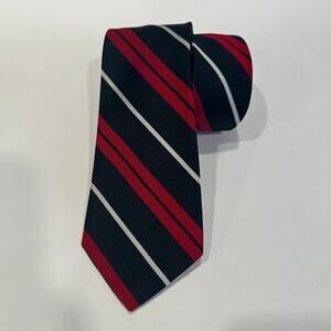 Giovanni Men’s Neck Tie Black Red White Stripes
